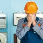 Stressed engineer over equipment breakdown